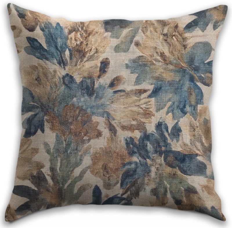 RBAFAO Bohemian Pillow Covers | Vintage Floral & Carpet Design | Double Sided Blue White Decorative Pillowcases for Couch, Bed | Indoor Outdoor Boho Home Decor (Blue&Brown, 18x18inches) - Image 1